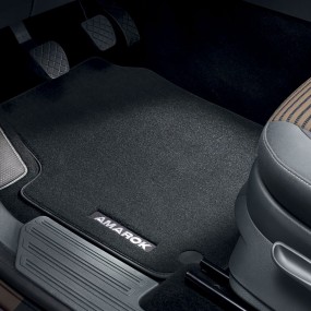 Jeu de 2 tapis textile noir, avant Amarok